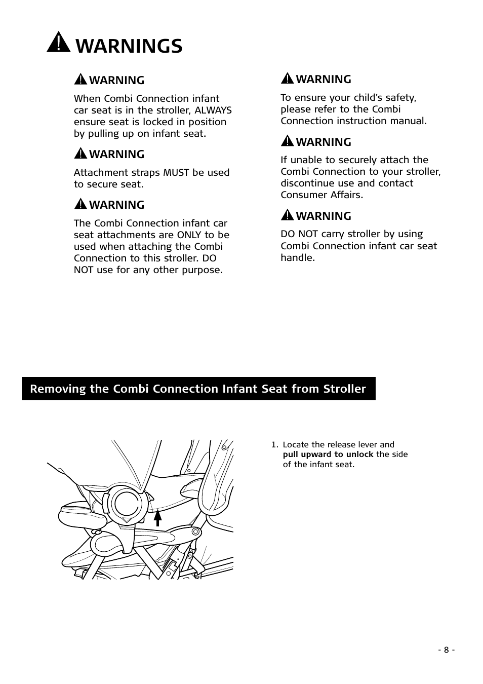 Warnings | Combi 2680 User Manual | Page 8 / 12