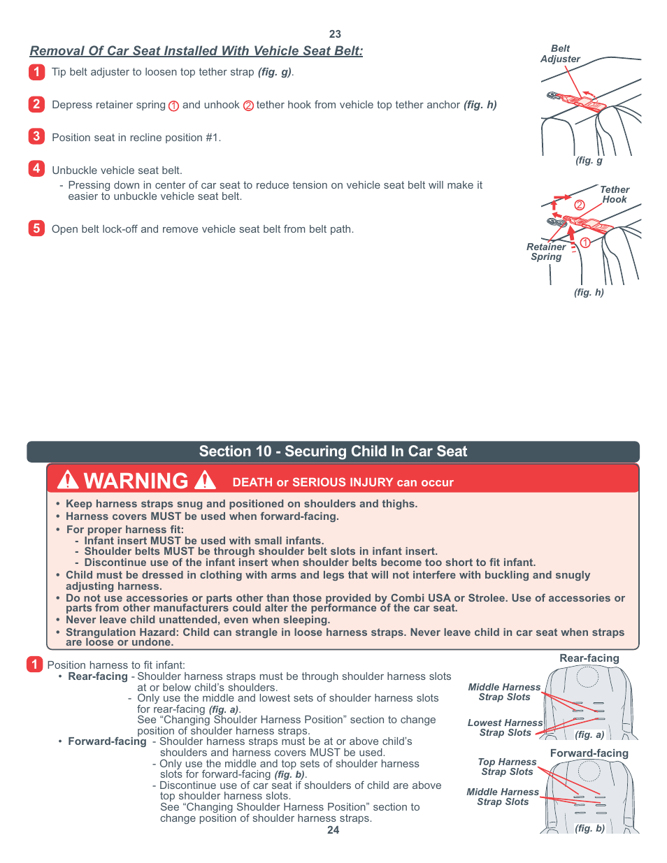 Warning | Combi Victoria 8850 User Manual | Page 13 / 20