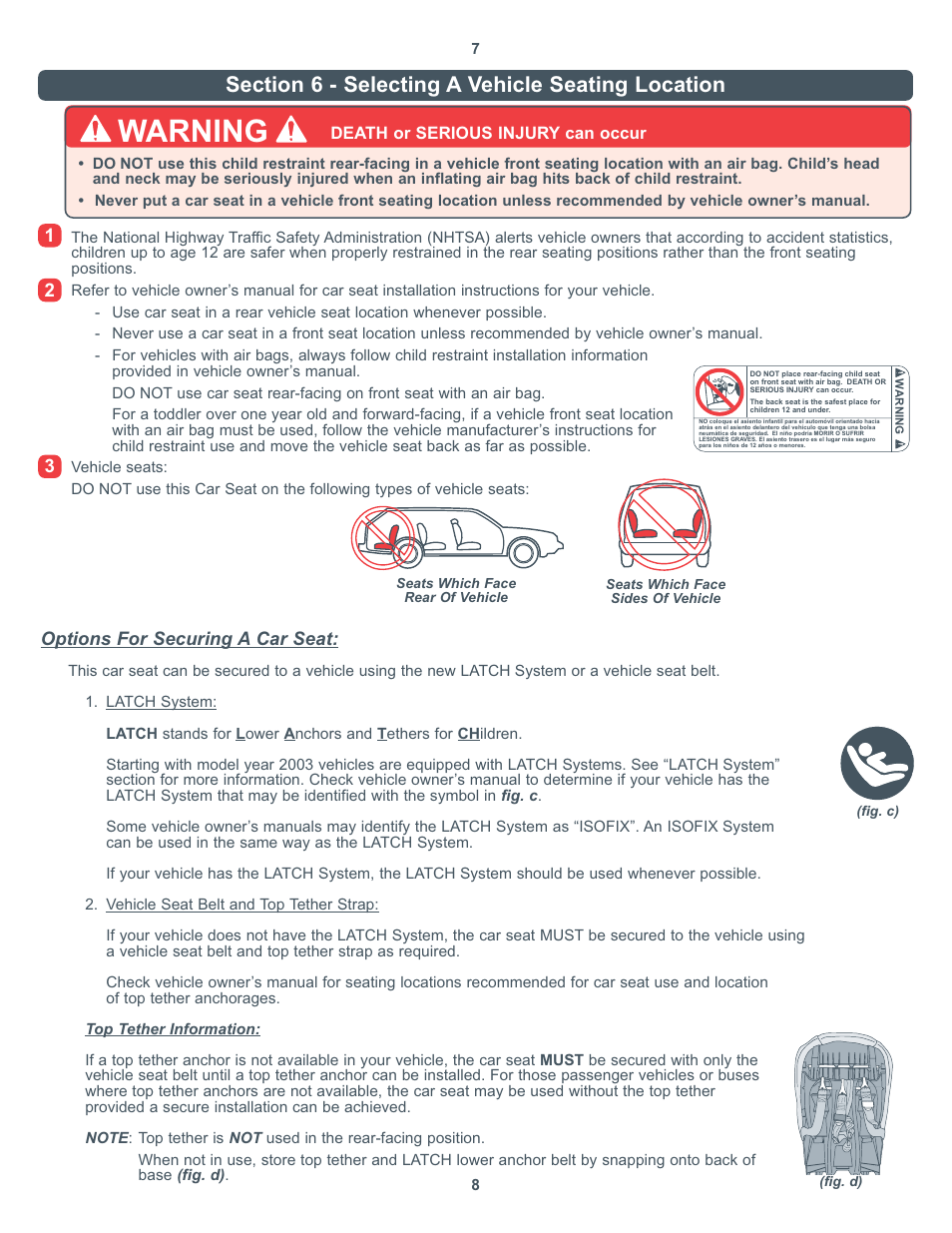 Warning | Combi Victoria 8850 User Manual | Page 5 / 20