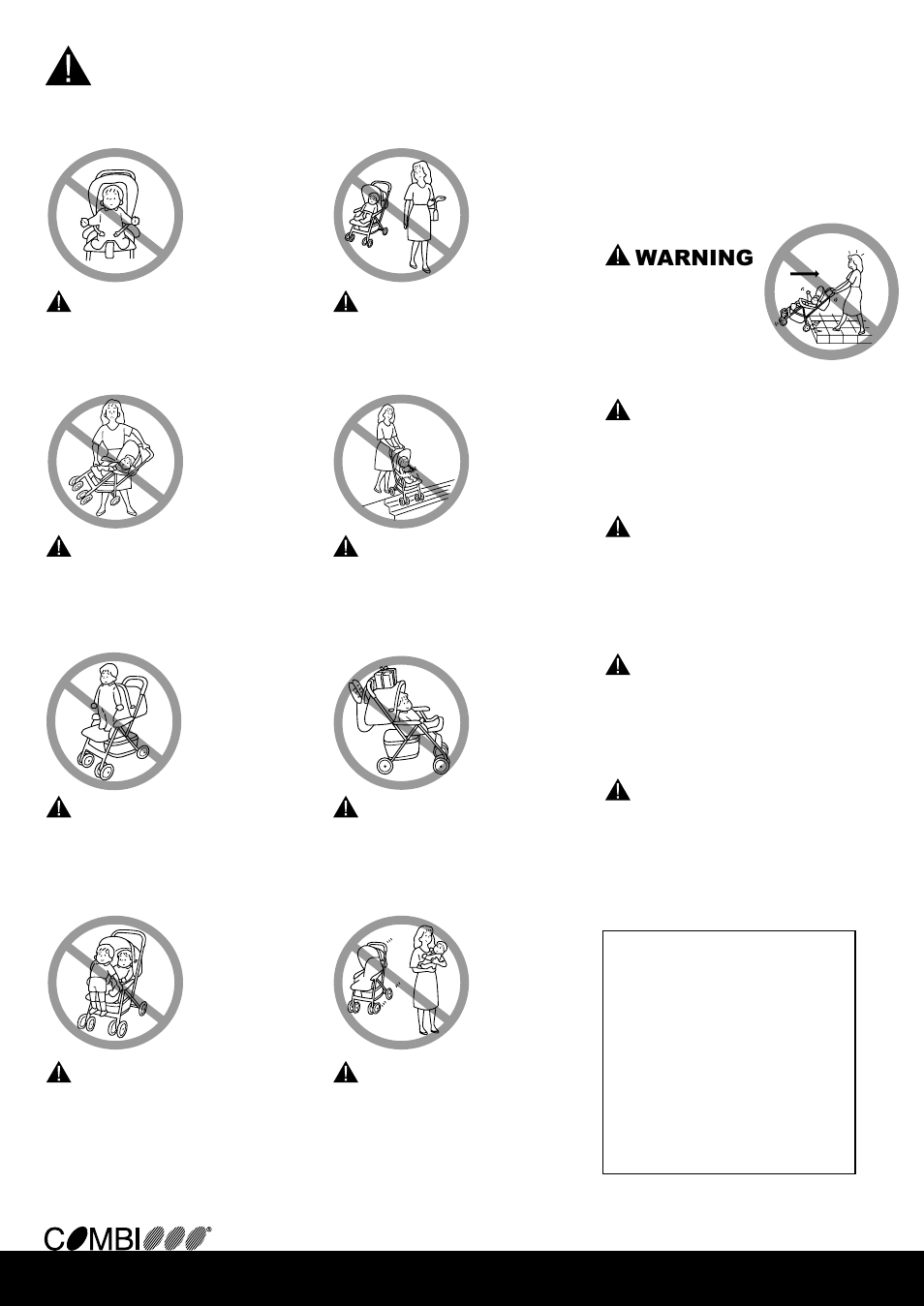 Warnings for your child’s safety | Combi 2800 User Manual | Page 2 / 12