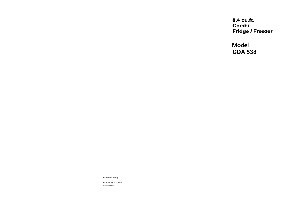 Combi BEKO FRIDGE / FREEZER CDA 538 User Manual | 11 pages