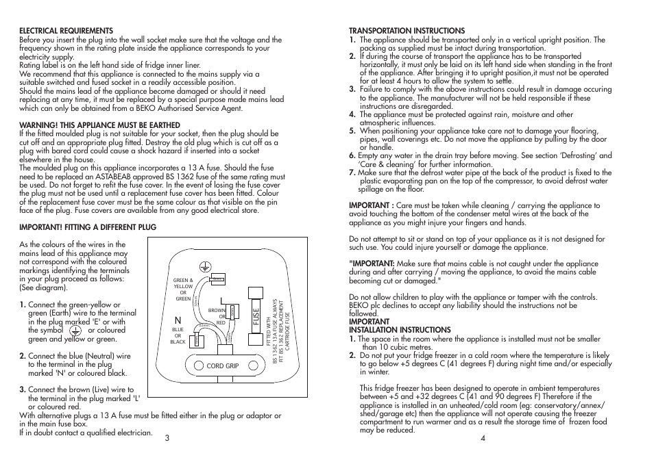 Combi BEKO FRIDGE / FREEZER CDA 538 User Manual | Page 3 / 11