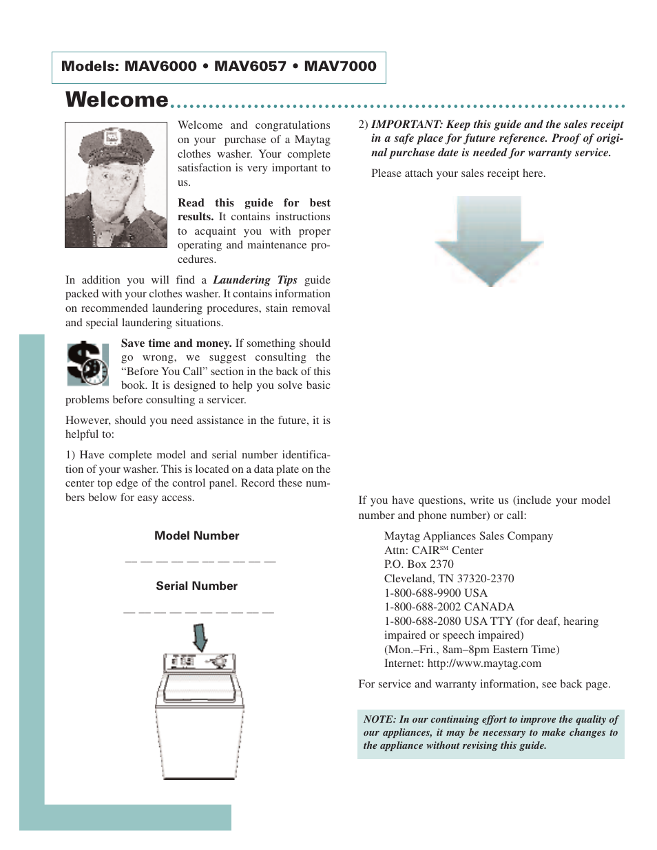 Welcome | Maytag MAV6057AWW User Manual | Page 2 / 12