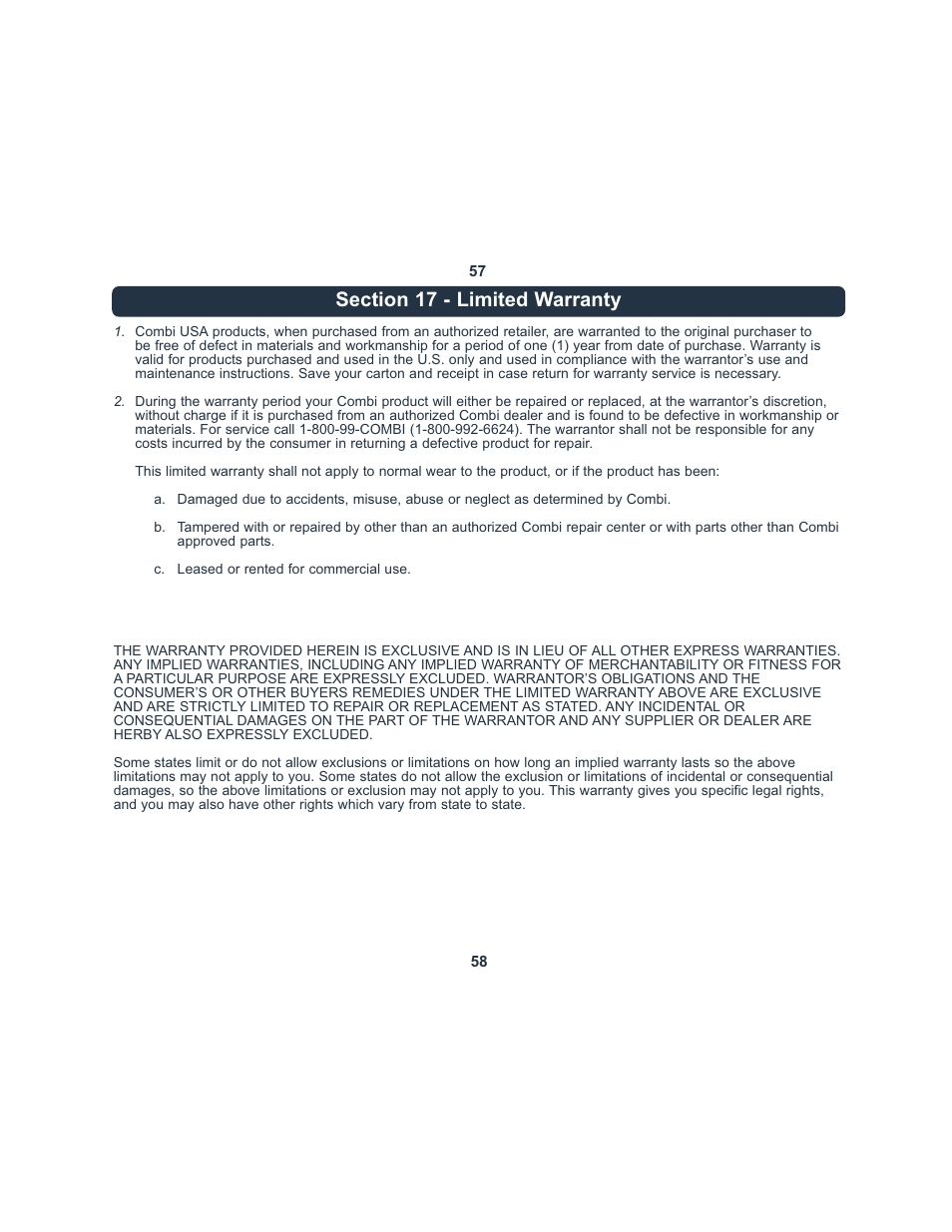 Combi 8045 User Manual | Page 30 / 30