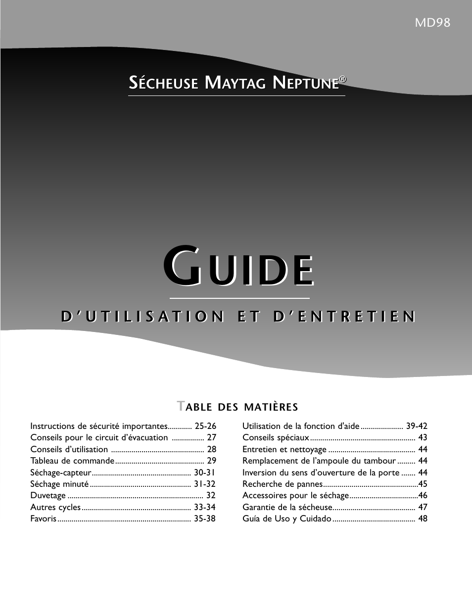 Uide | Maytag MDG9800AWQ User Manual | Page 25 / 72