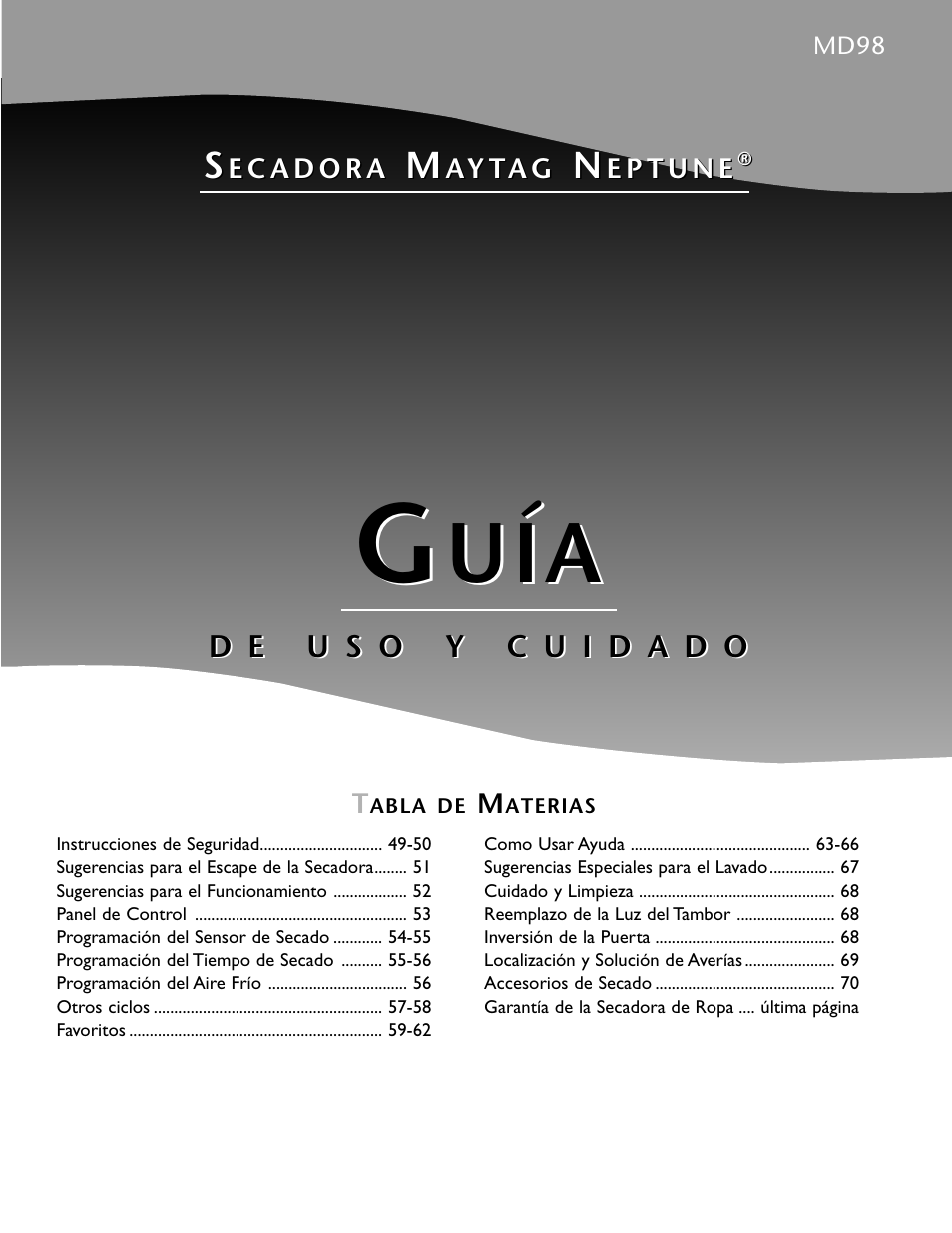 Maytag MDG9800AWQ User Manual | Page 49 / 72