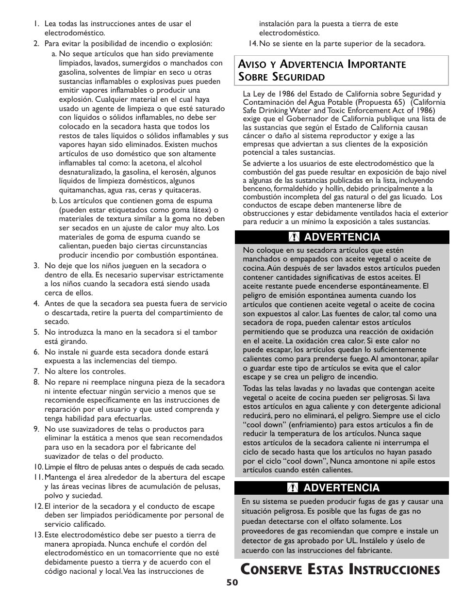 Onserve, Stas, Nstrucciones | Maytag MDG9800AWQ User Manual | Page 51 / 72