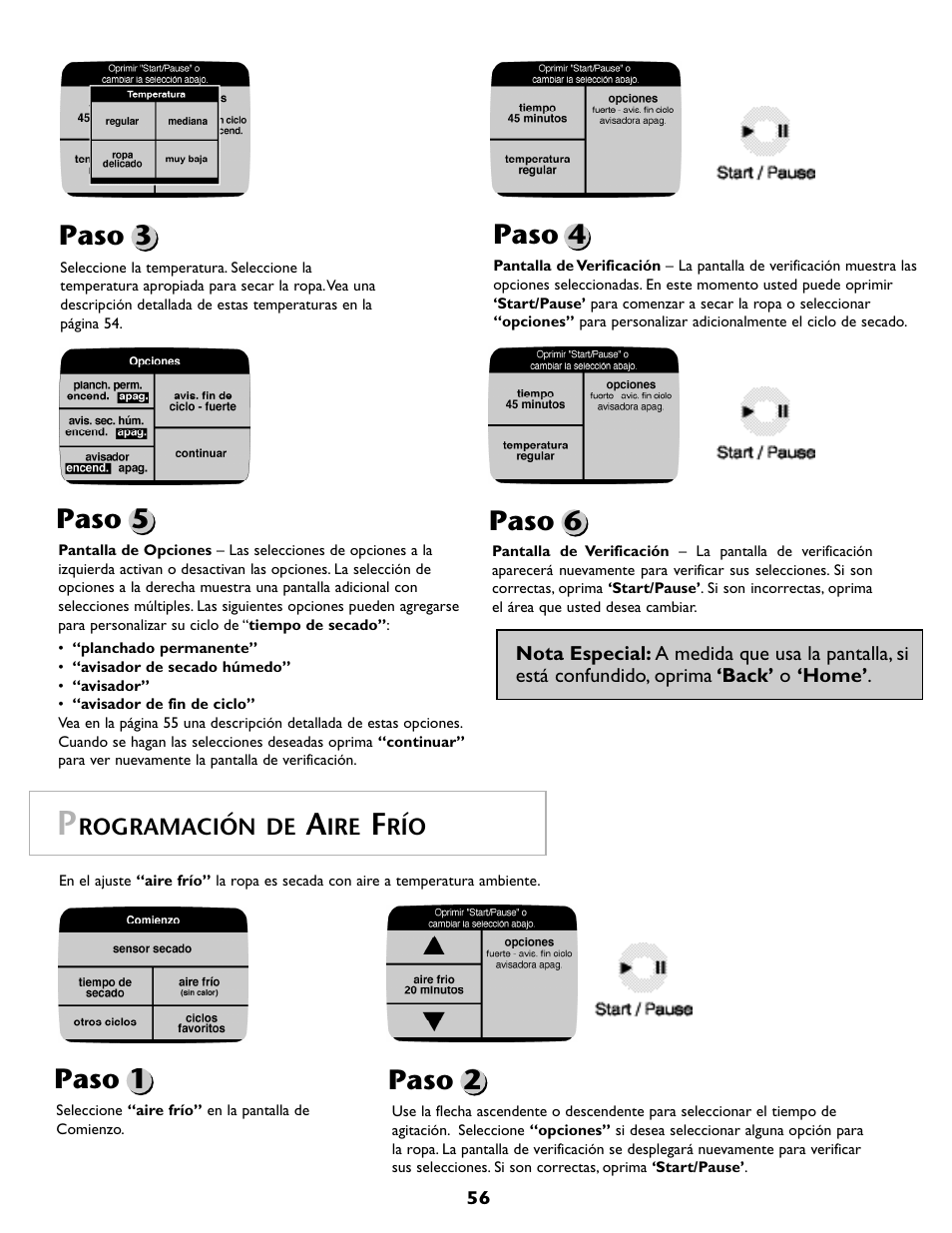 Paso 3 paso 4 paso 5 paso 6, Paso 1 paso 2 | Maytag MDG9800AWQ User Manual | Page 57 / 72