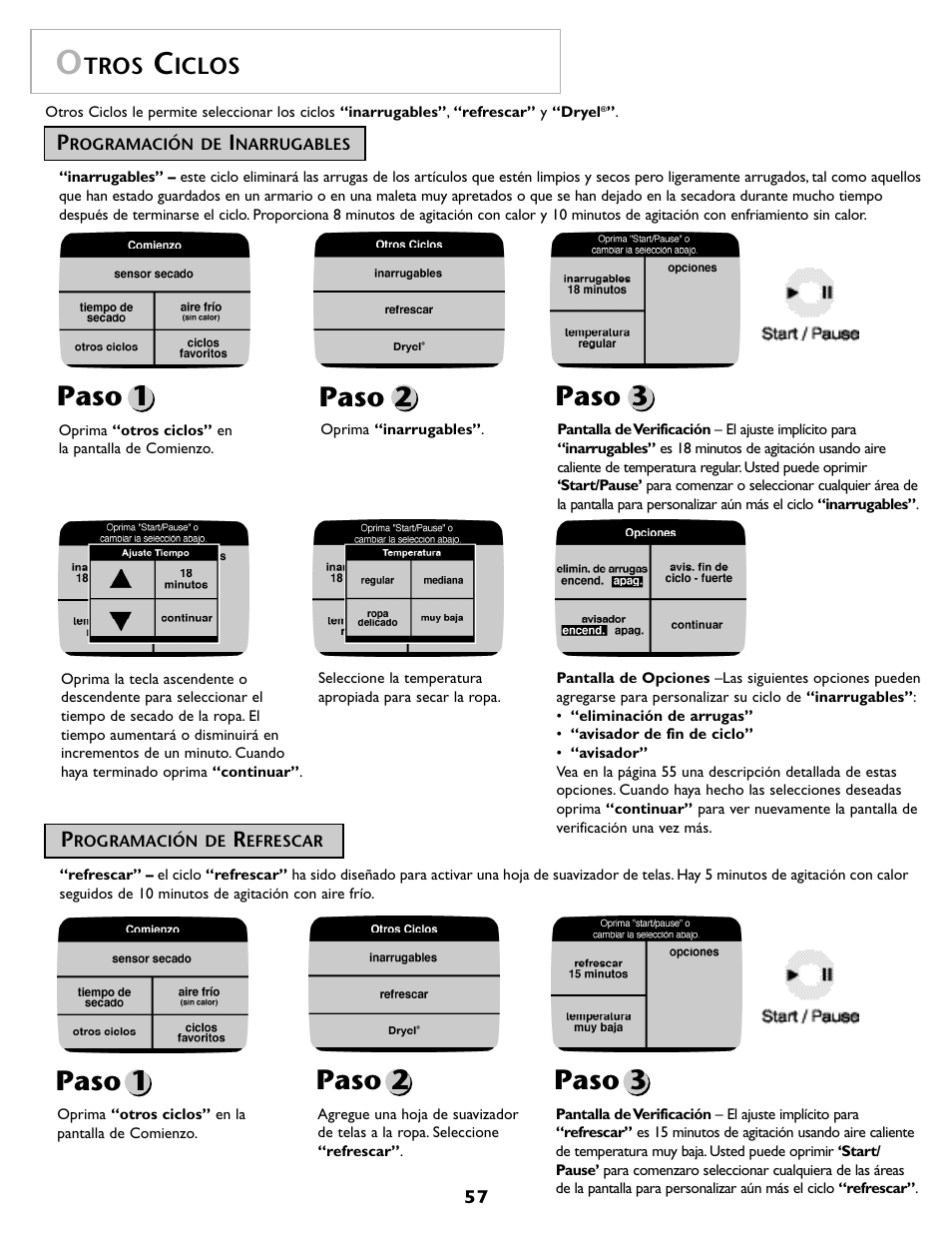 Paso 1, Paso 2, Paso 3 | Maytag MDG9800AWQ User Manual | Page 58 / 72
