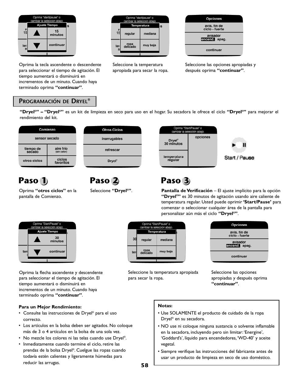 Paso 1, Paso 2, Paso 3 | Maytag MDG9800AWQ User Manual | Page 59 / 72