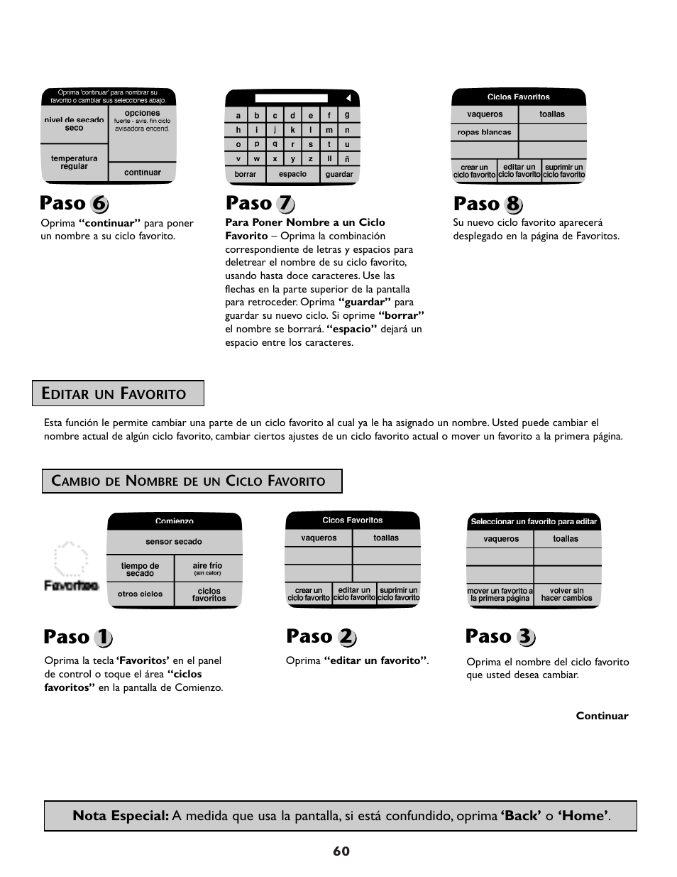 Paso 7, Paso 6, Paso 8 | Paso 1 paso 2 paso 3 | Maytag MDG9800AWQ User Manual | Page 61 / 72