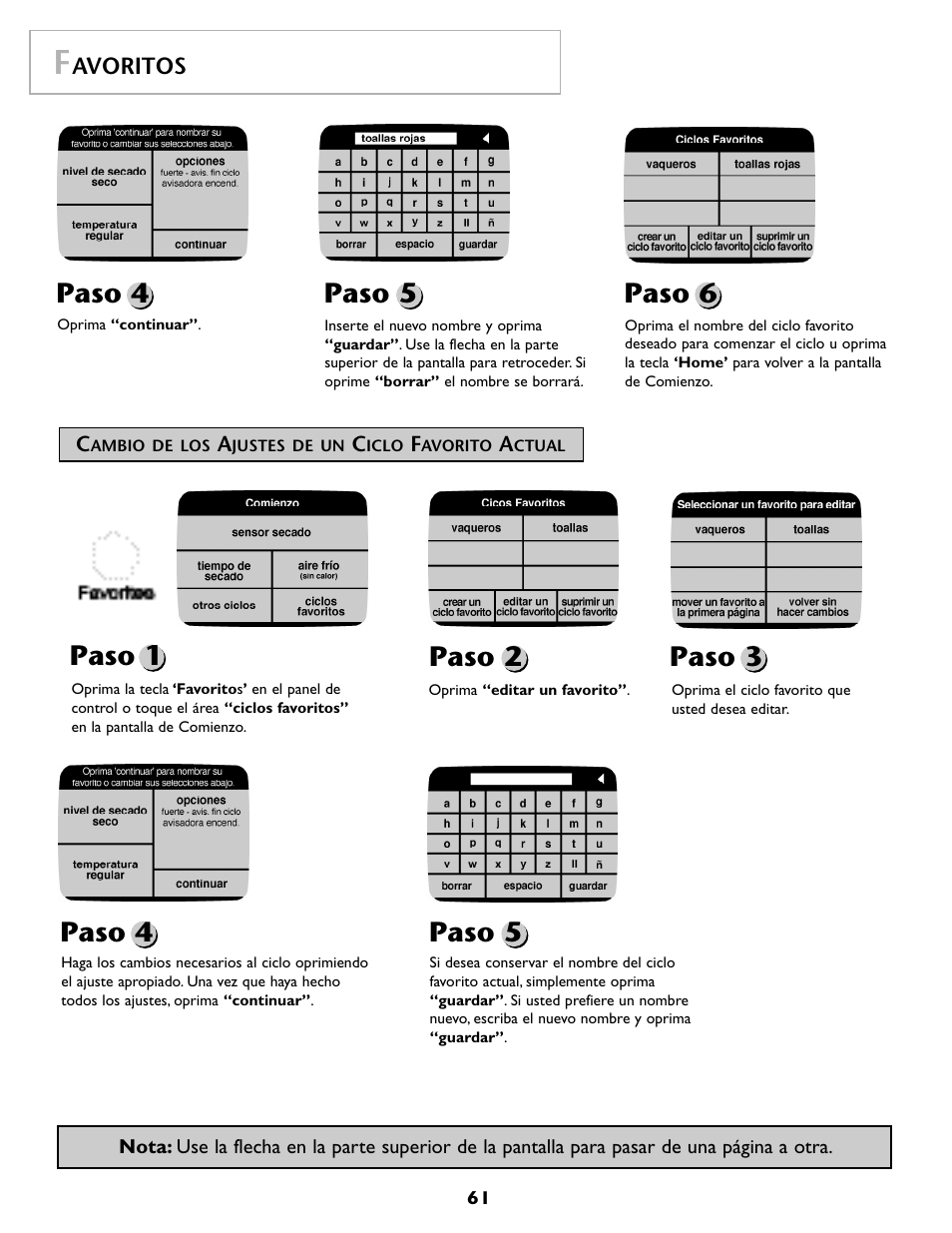 Paso 4 paso 5, Paso 6, Paso 1 paso 2 | Paso 3 paso 4 paso 5 | Maytag MDG9800AWQ User Manual | Page 62 / 72