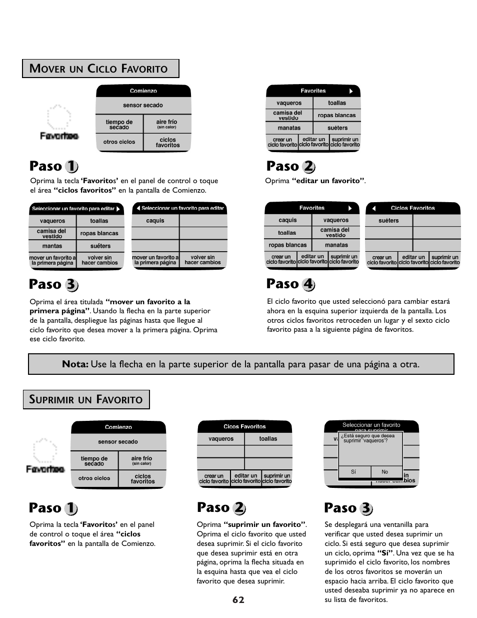 Paso 1 paso 2 paso 3, Paso 4, Paso 1 paso 2 | Paso 3 | Maytag MDG9800AWQ User Manual | Page 63 / 72