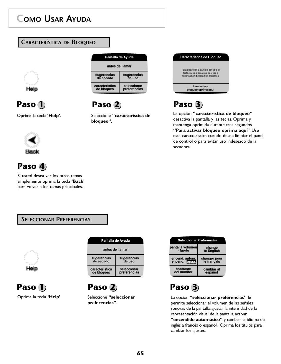 Paso 4, Paso 1 paso 2, Paso 3 | Paso 1, Paso 2 | Maytag MDG9800AWQ User Manual | Page 66 / 72