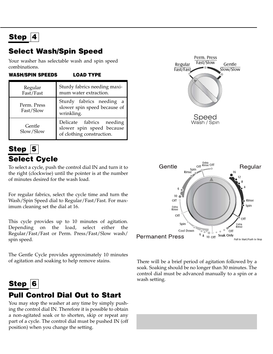 Step 6 step 5, Select cycle, Pull control dial out to start | Select wash/spin speed, Step 4 | Maytag LAT3600AAE User Manual | Page 5 / 28