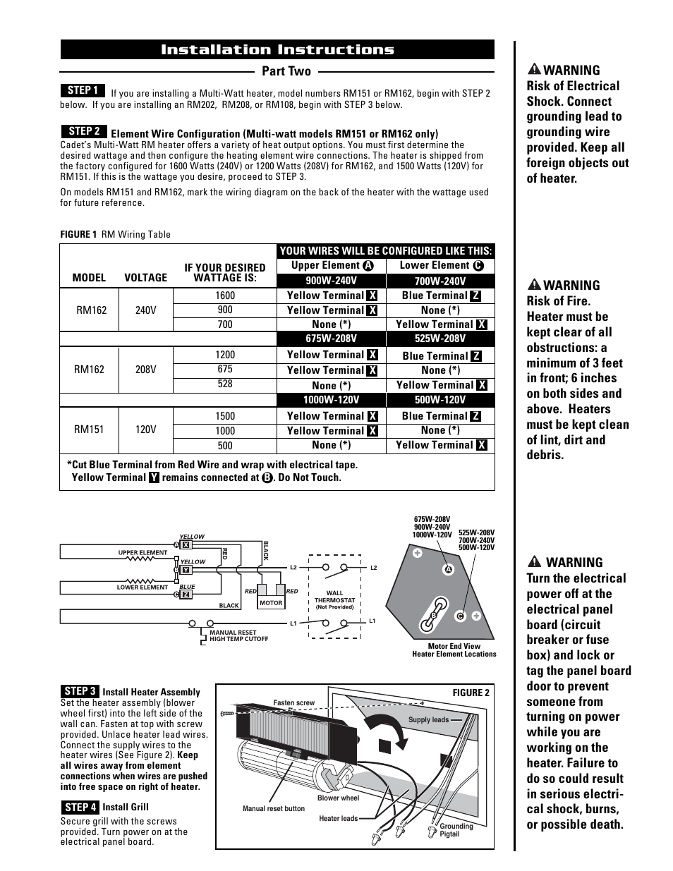 Installation instructions | Cadet The Register Plus RM108 User Manual | Page 3 / 8