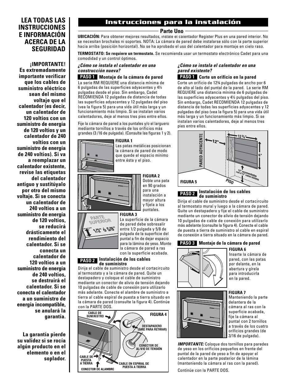 Instrucciones para la instalación | Cadet The Register Plus RM108 User Manual | Page 6 / 8