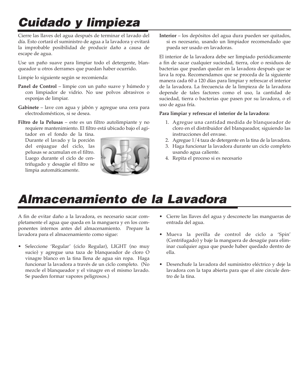 Cuidado y limpieza almacenamiento de la lavadora | Maytag SAV505DAWW User Manual | Page 28 / 32