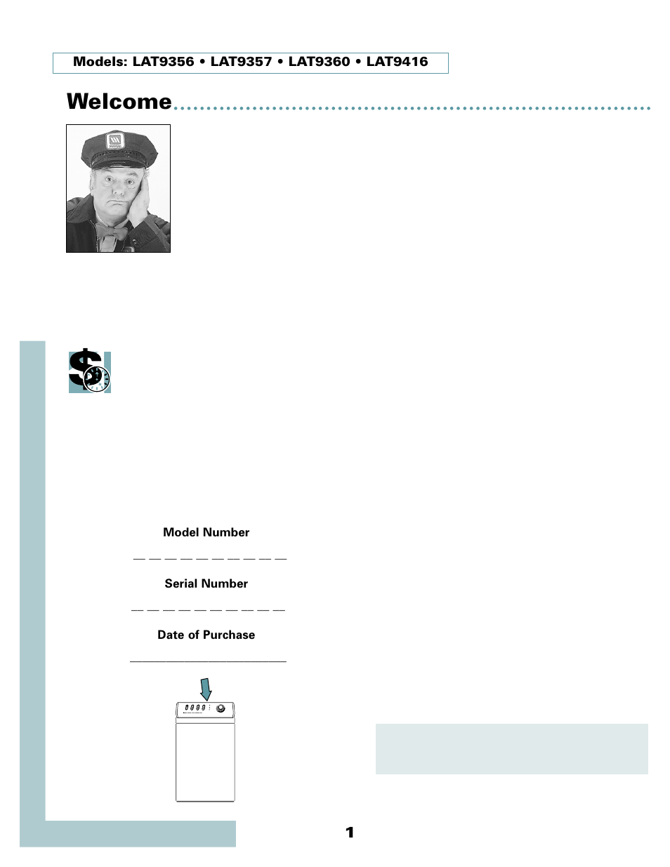 Welcome | Maytag LAT9356ABE User Manual | Page 2 / 13