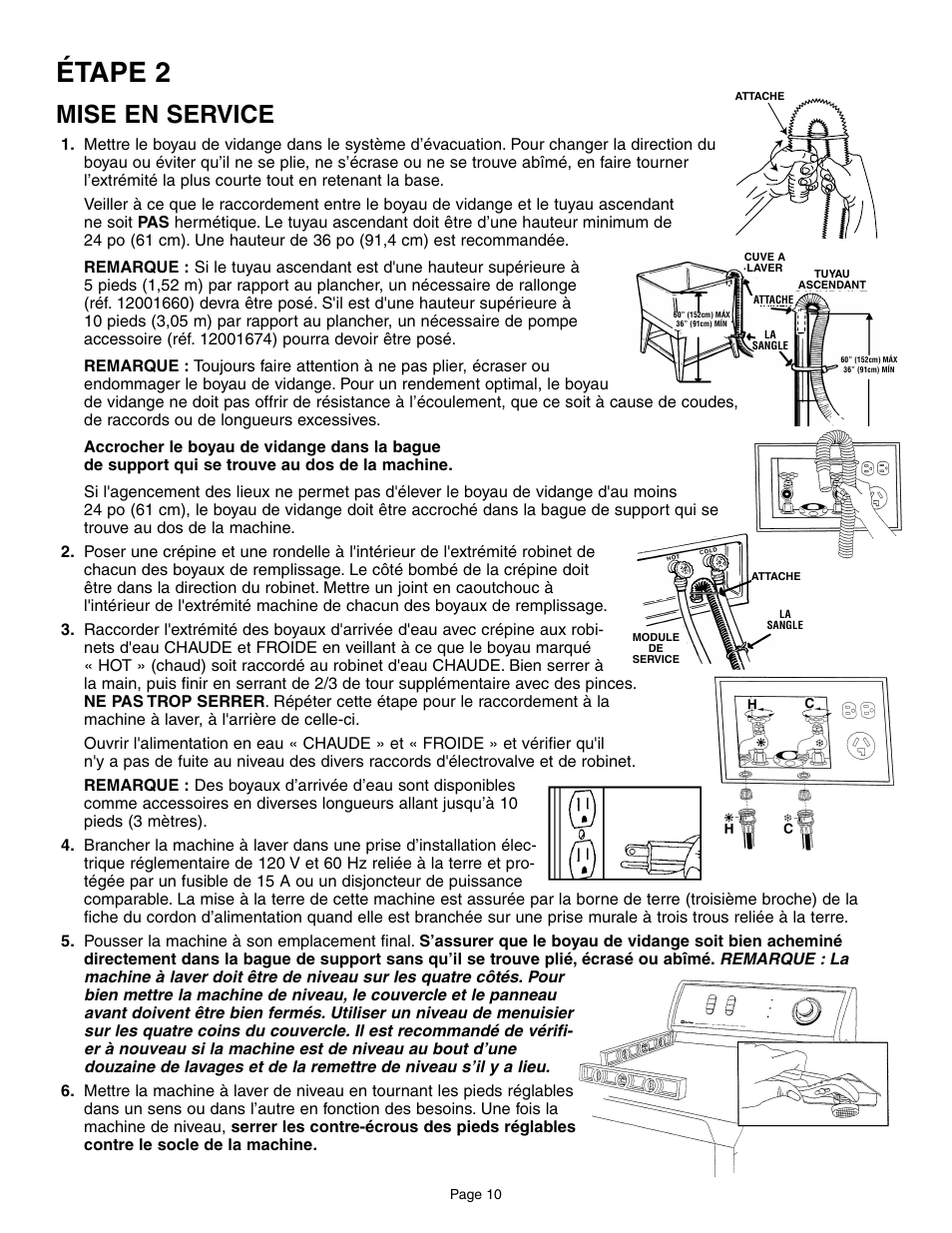 Étape 2, Mise en service | Maytag MAH6800AWW User Manual | Page 11 / 23