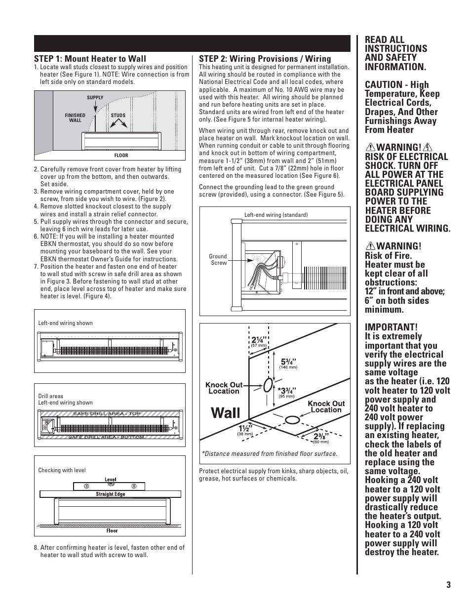 Installation instructions | Cadet SOFTHEAT EBHN500 User Manual | Page 3 / 10