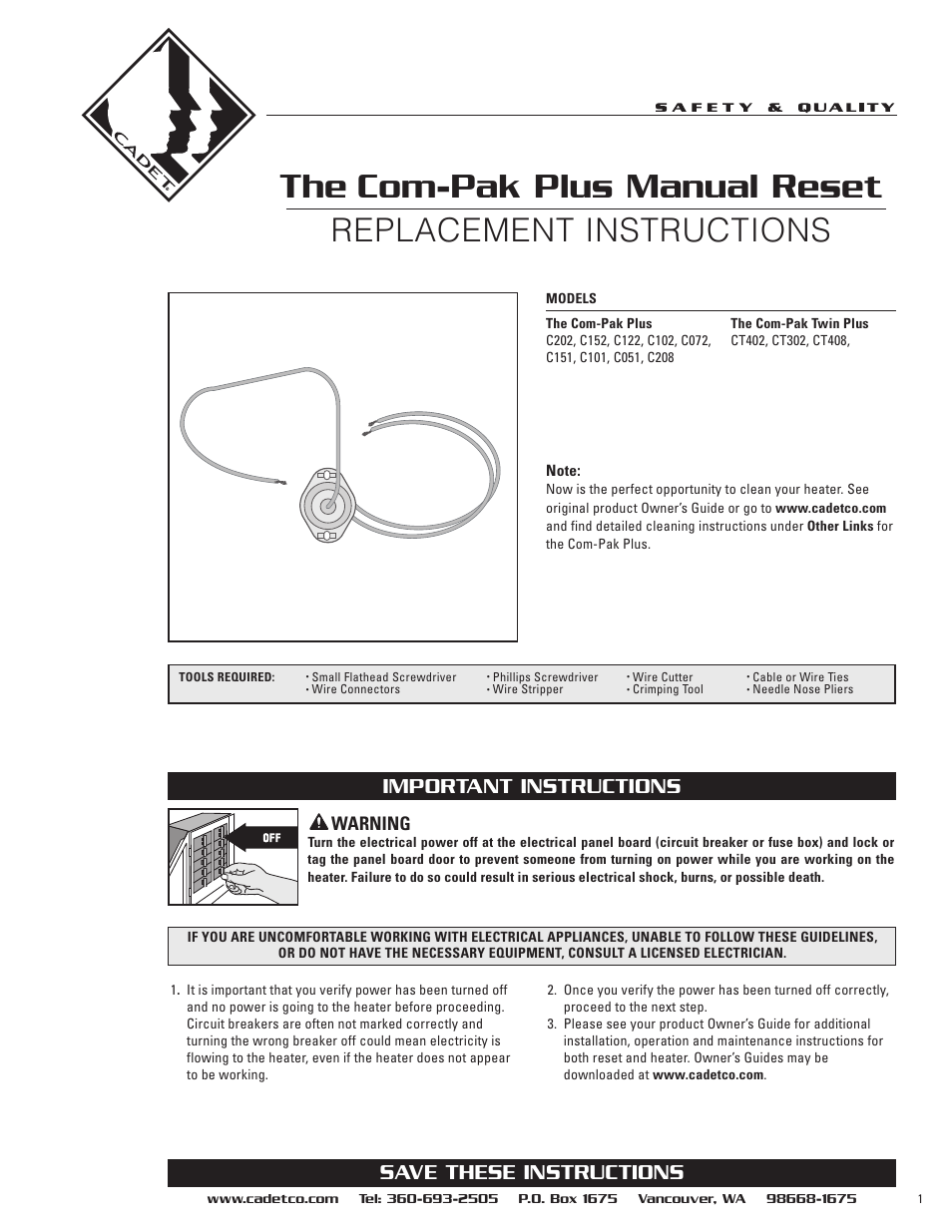 Cadet CT408 User Manual | 2 pages