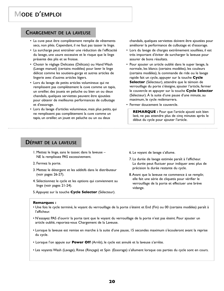 Ode d, Emploi | Maytag MAH8700AWM User Manual | Page 21 / 52