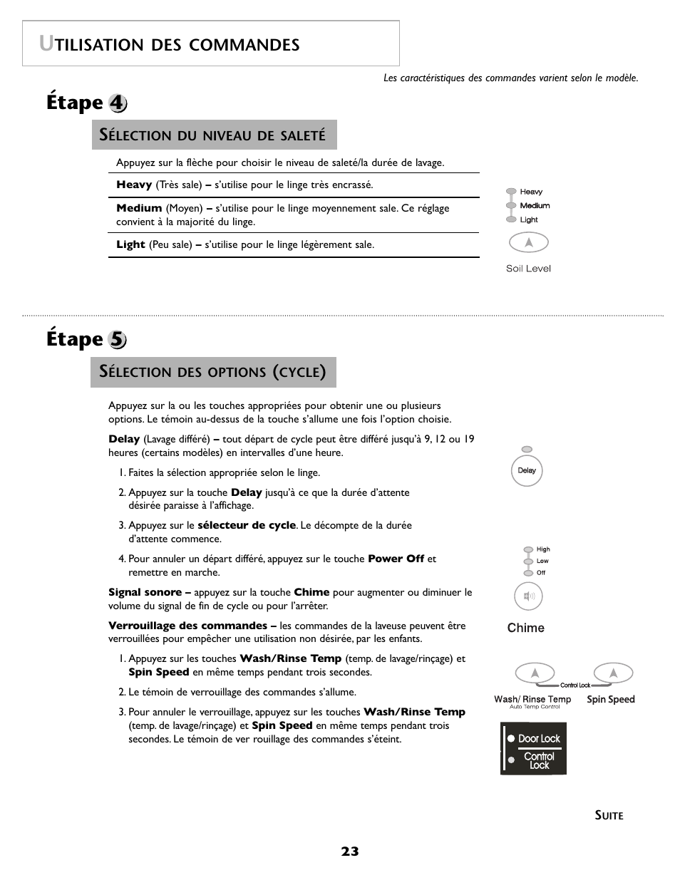 Étape 5, Étape 4, Tilisation des commandes | Maytag MAH8700AWM User Manual | Page 24 / 52