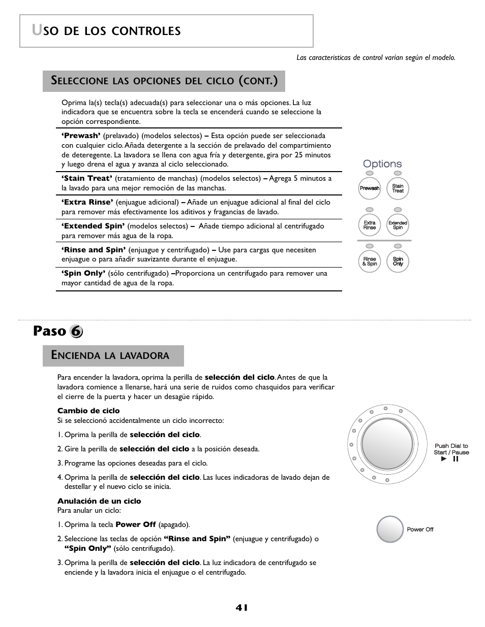 Paso 6, So de los controles | Maytag MAH8700AWM User Manual | Page 42 / 52