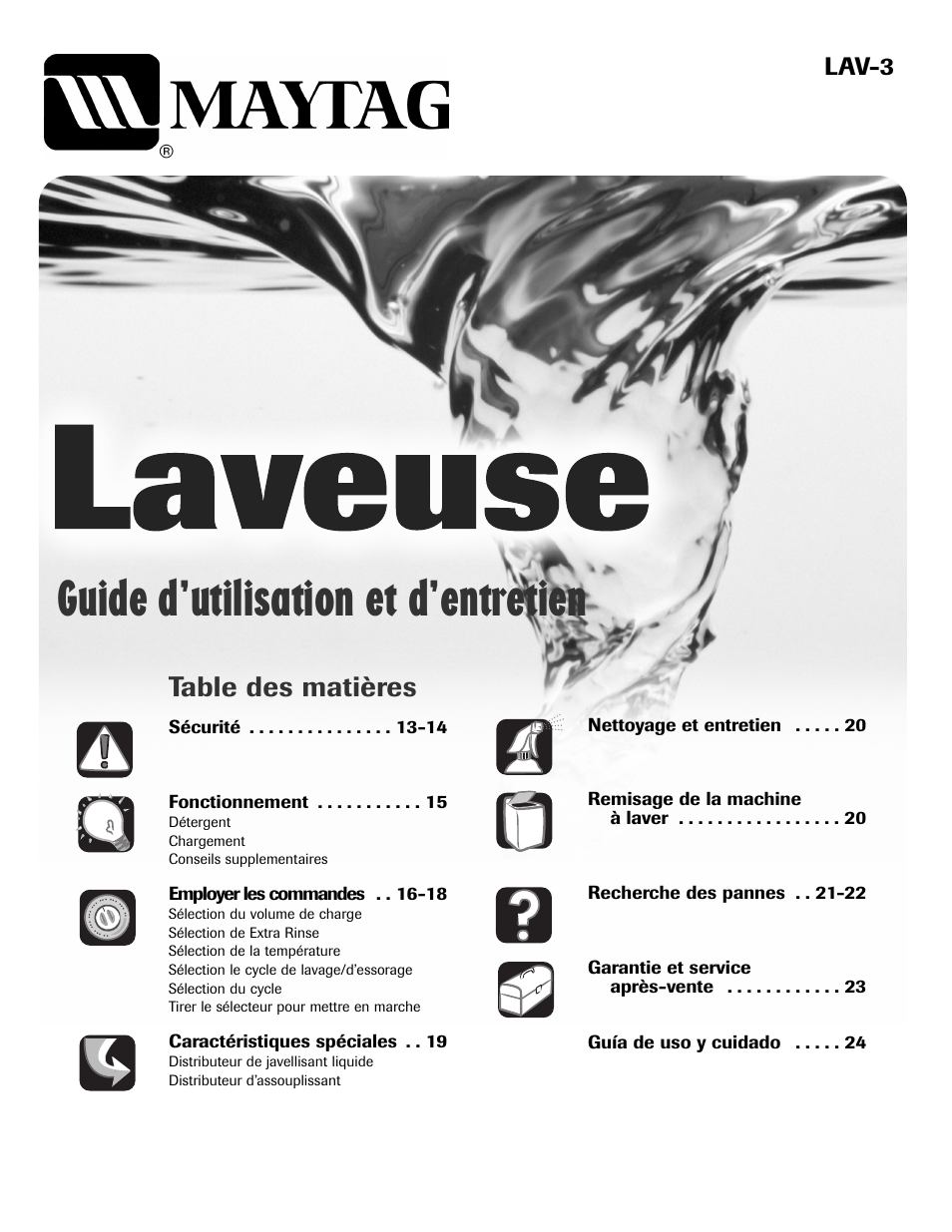 Maytag LAV3600AWW User Manual | Page 13 / 36