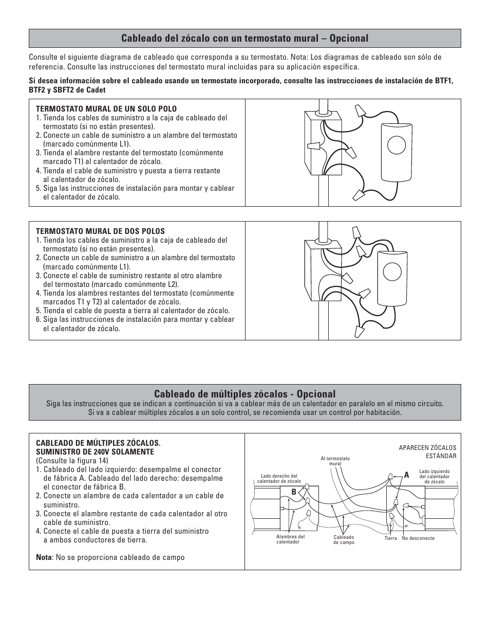 Cableado de múltiples zócalos - opcional | Cadet 8F2000 User Manual | Page 11 / 12