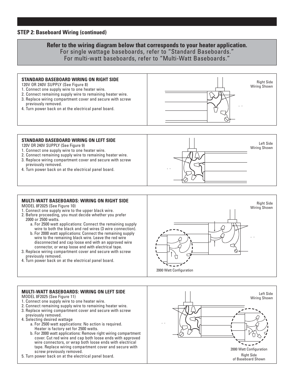 Installation instructions, Step 2: baseboard wiring (continued) | Cadet 8F2000 User Manual | Page 4 / 12