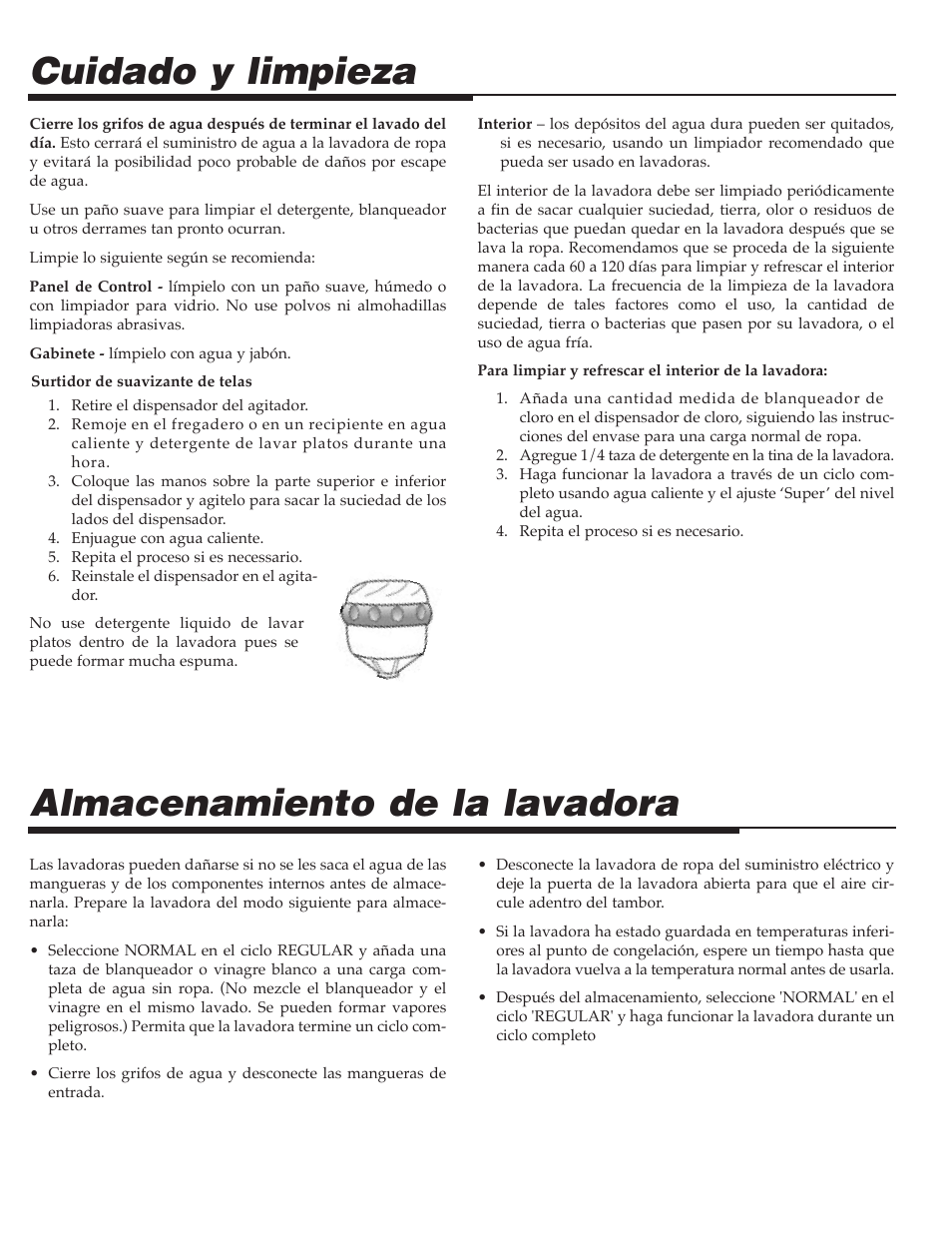 Cuidado y limpieza, Almacenamiento de la lavadora | Maytag MAV9557EWW User Manual | Page 33 / 36