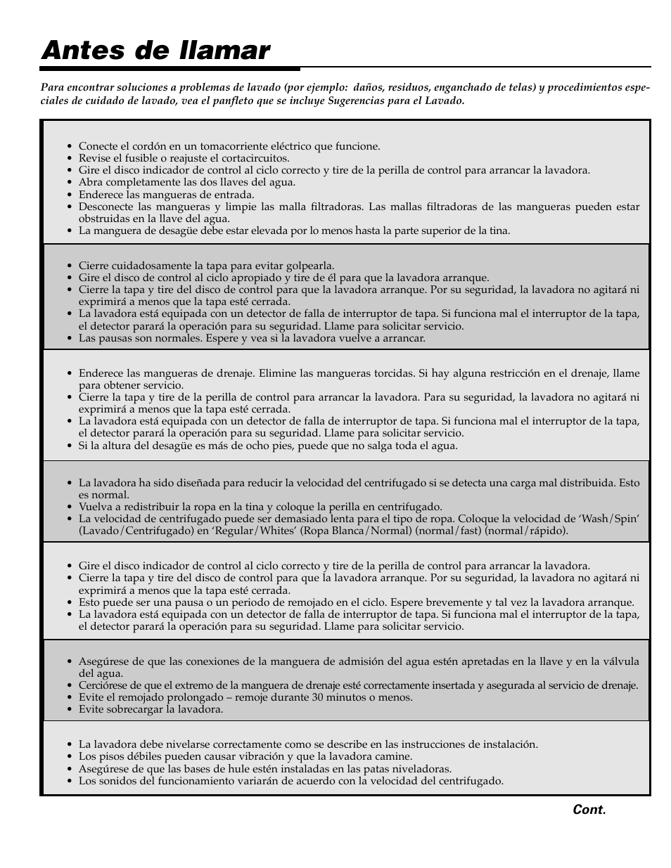 Antes de llamar | Maytag MAV9557EWW User Manual | Page 34 / 36