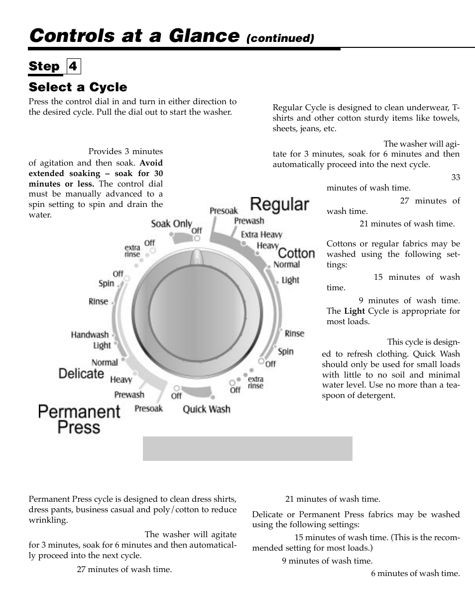 Controls at a glance, Select a cycle, Step 4 | Maytag MAV9557EWW User Manual | Page 6 / 36
