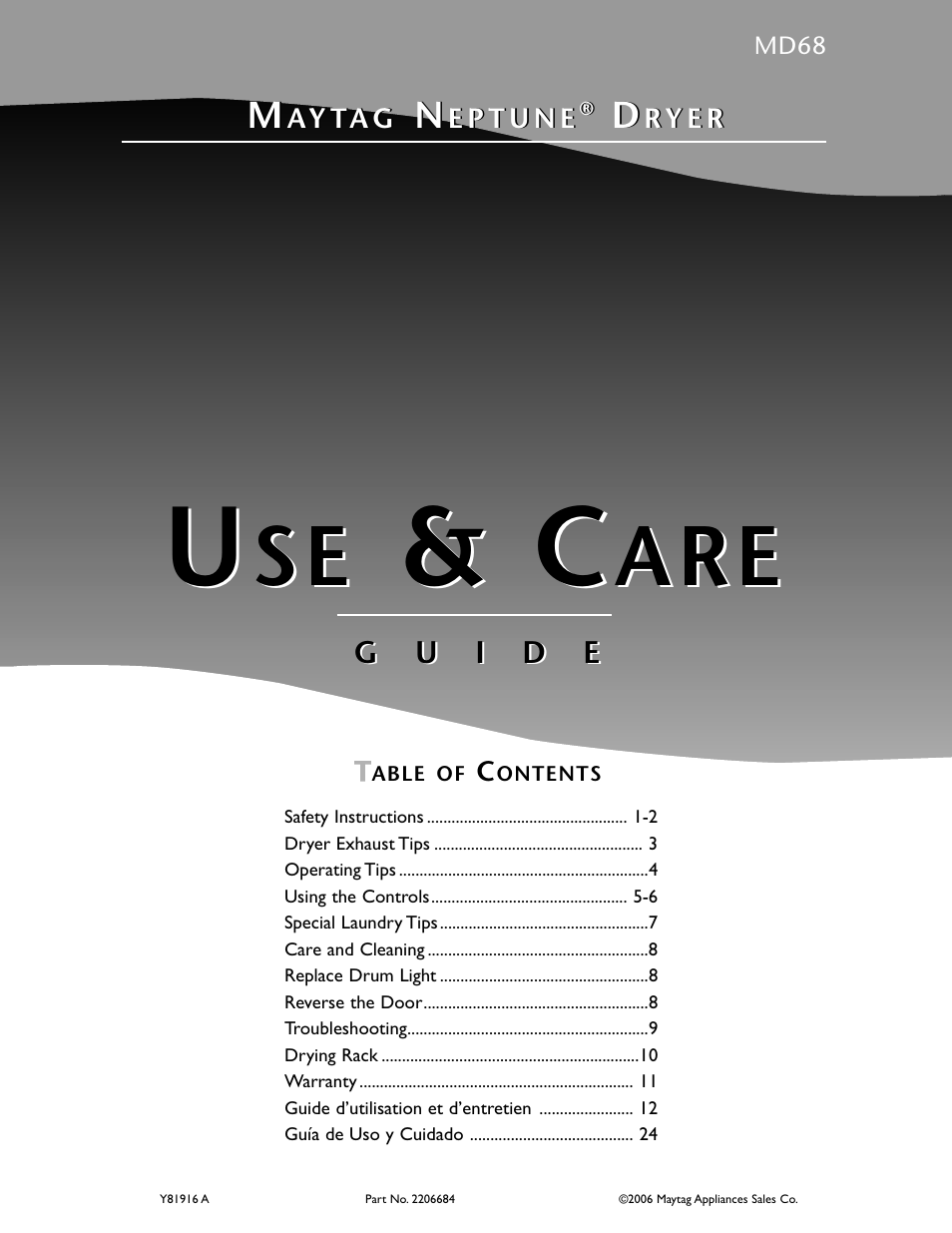 Maytag MDE6800AZW User Manual | 36 pages