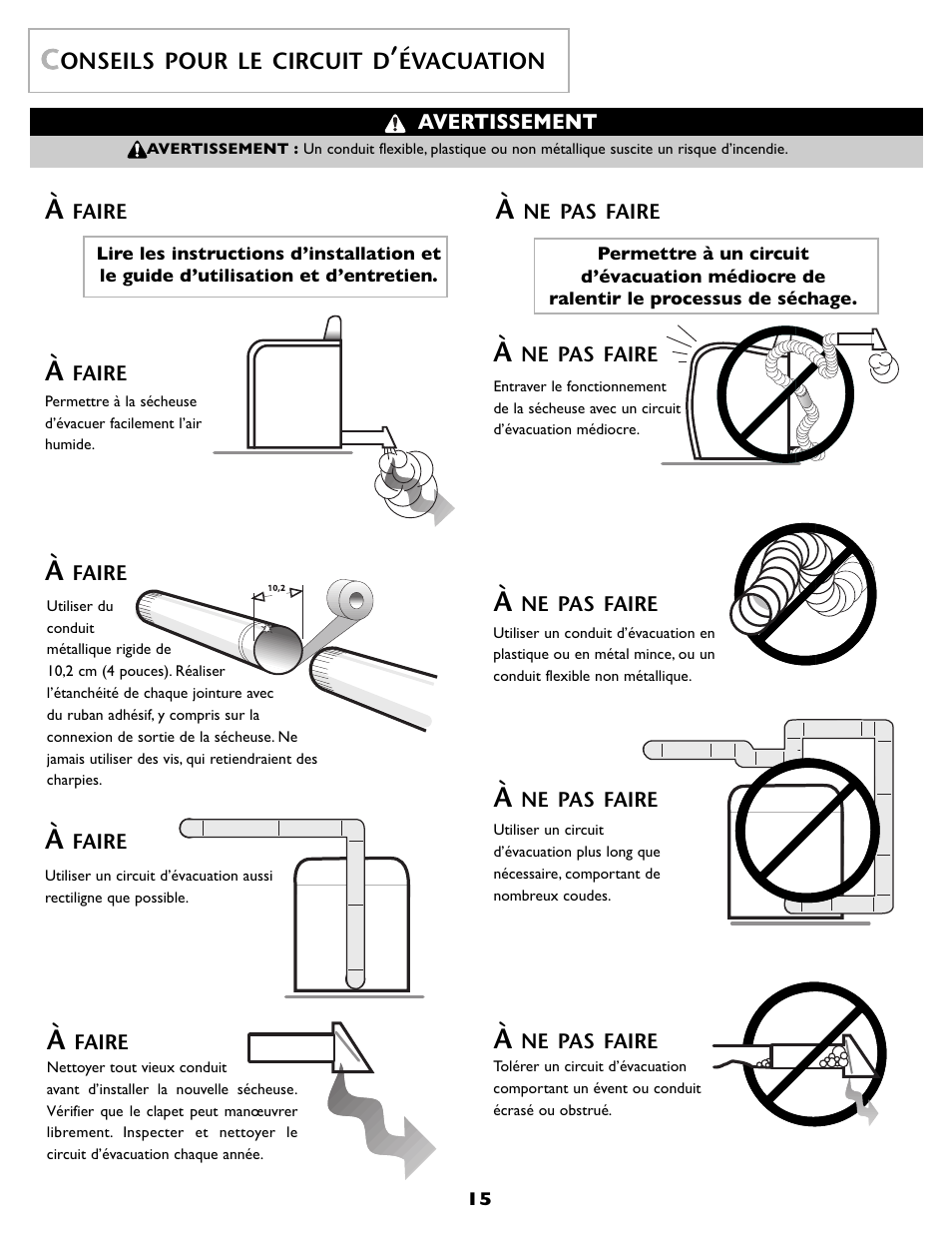 Onseils pour le circuit d, Évacuation | Maytag MDE6800AZW User Manual | Page 16 / 36