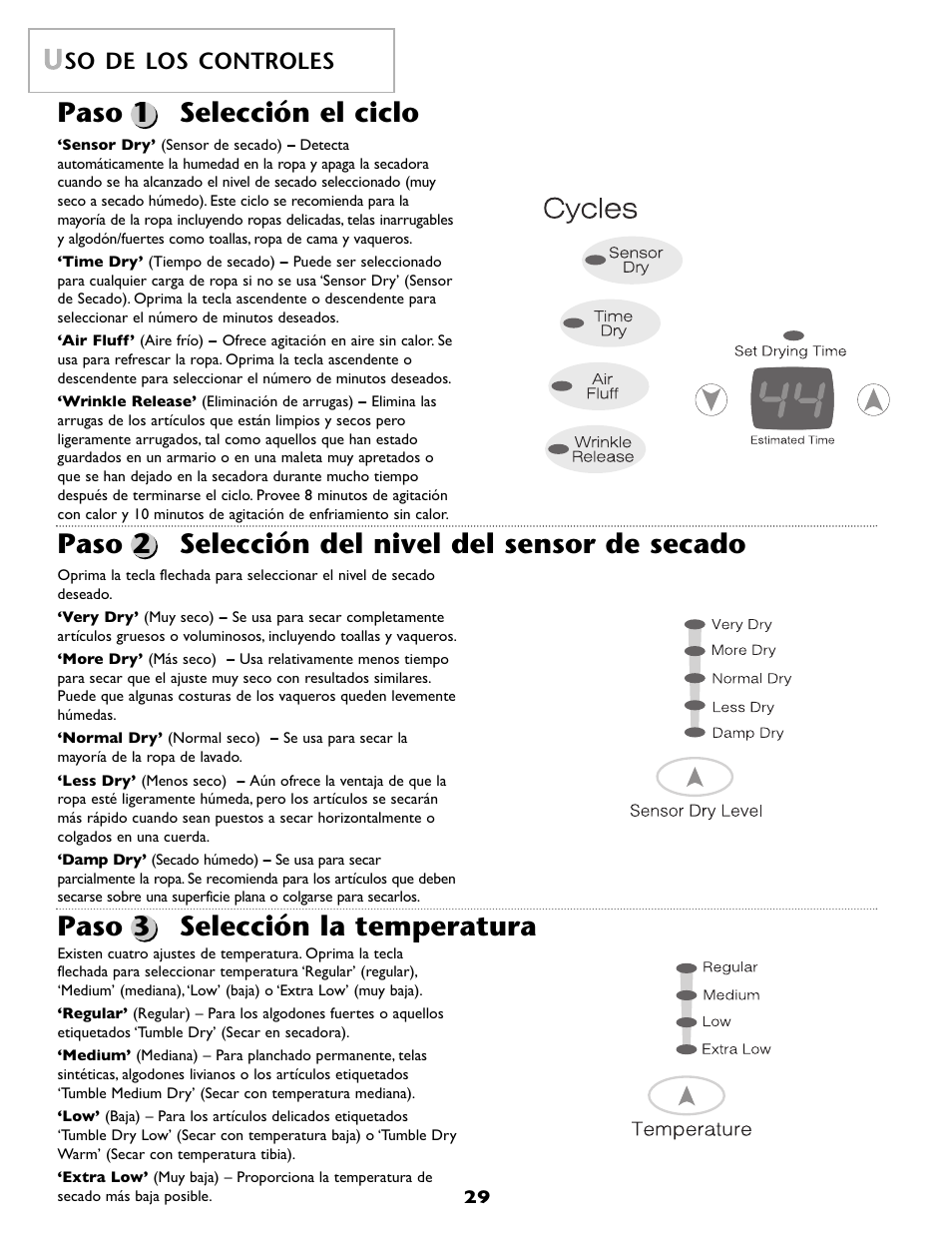 So de los controles | Maytag MDE6800AZW User Manual | Page 30 / 36