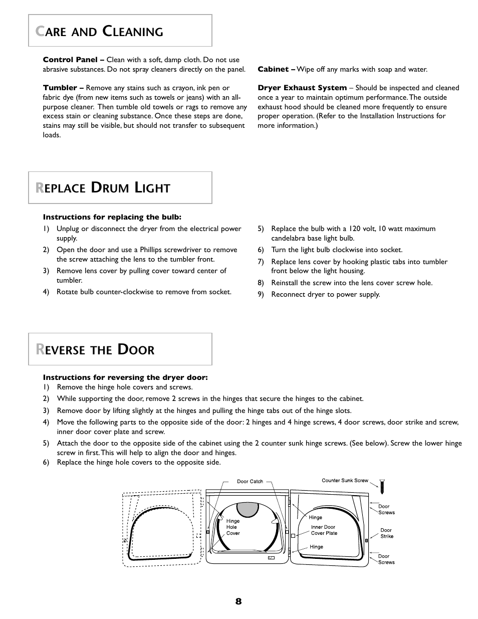 Are and, Leaning, Eplace | Ight, Everse the | Maytag MDE6800AZW User Manual | Page 9 / 36