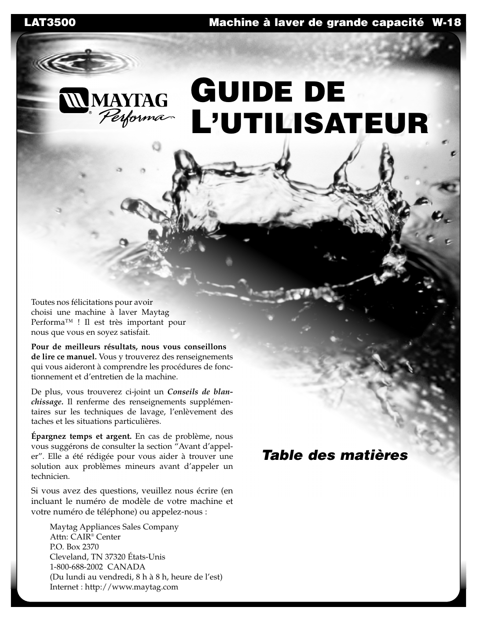 Maytag LAT3500AAE User Manual | Page 11 / 28