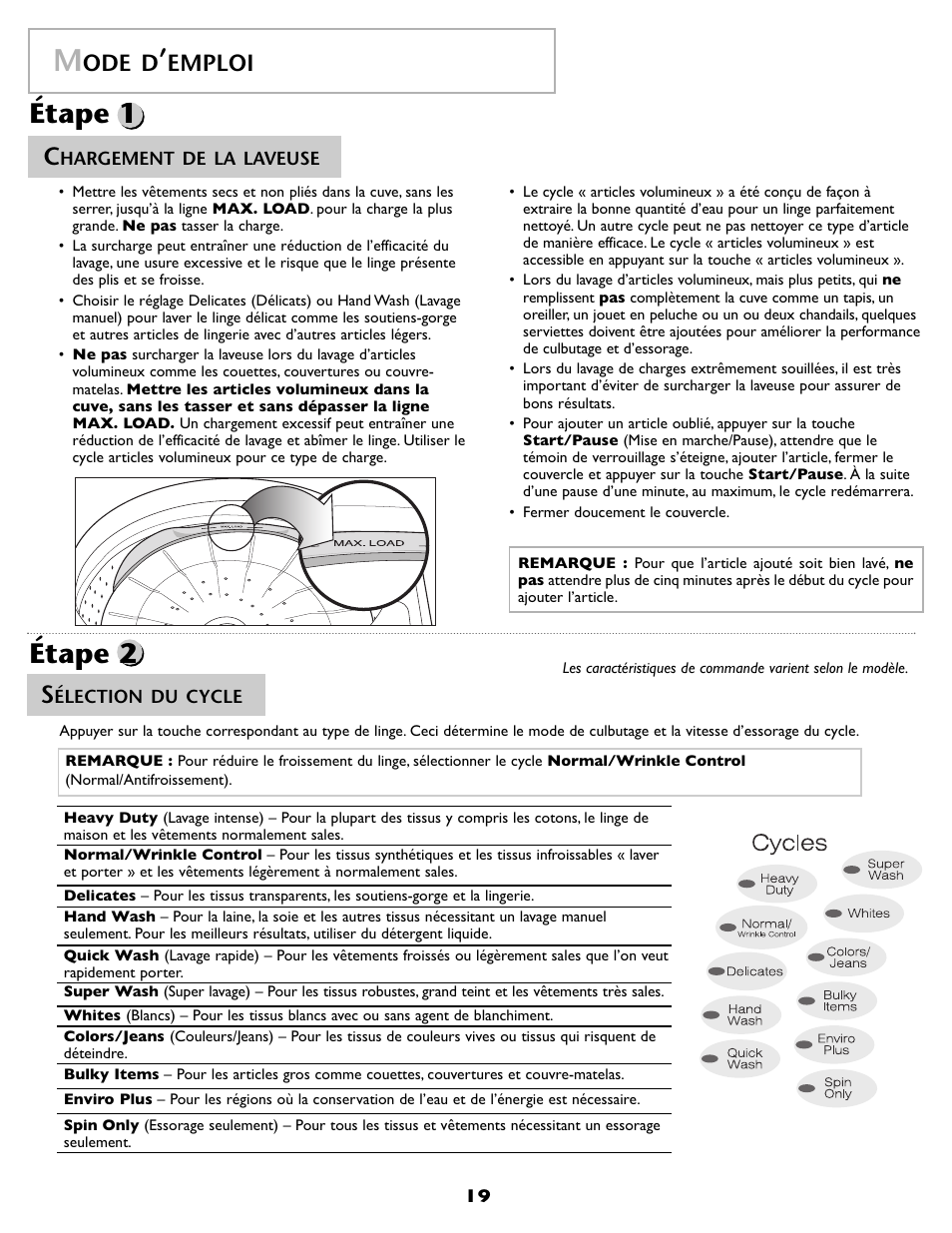 Étape 2 étape 1, Ode d, Emploi | Maytag FAV6800AWQ User Manual | Page 20 / 48