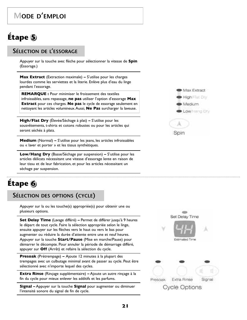 Étape 6, Étape 5, Ode d | Emploi | Maytag FAV6800AWQ User Manual | Page 22 / 48