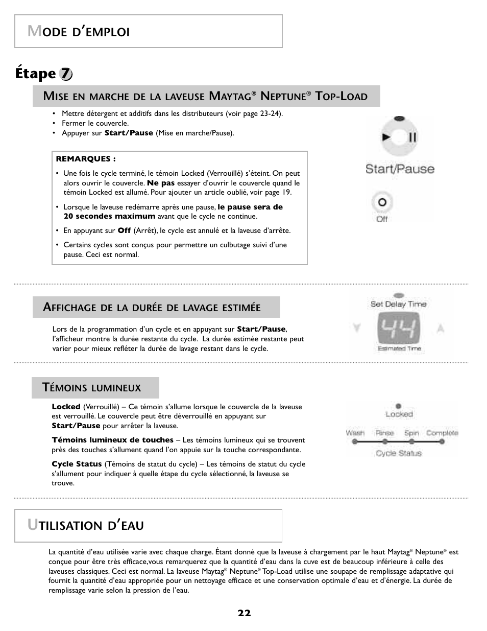 Étape 7, Tilisation d, Ode d | Emploi | Maytag FAV6800AWQ User Manual | Page 23 / 48