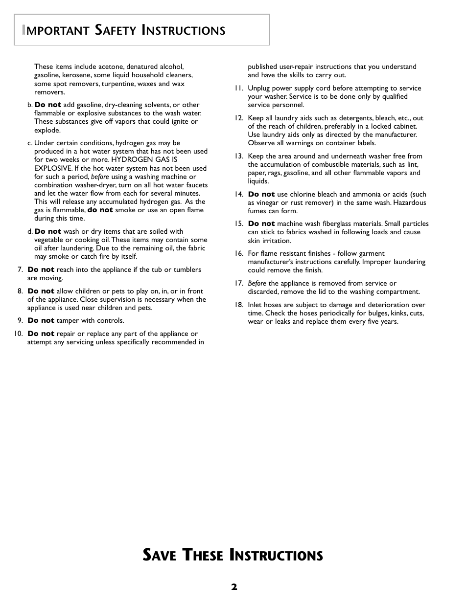 Hese, Mportant, Afety | Nstructions | Maytag FAV6800AWQ User Manual | Page 3 / 48