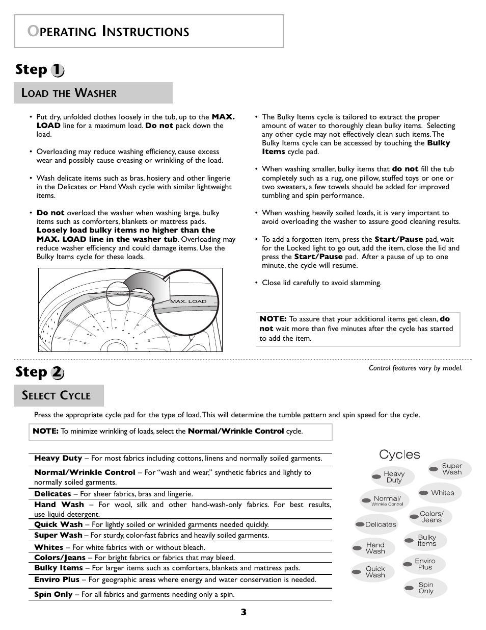Step 1, Step 2, Perating | Nstructions | Maytag FAV6800AWQ User Manual | Page 4 / 48