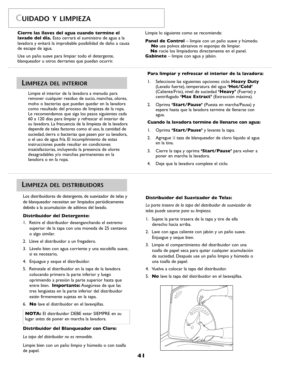 Uidado y limpieza | Maytag FAV6800AWQ User Manual | Page 42 / 48