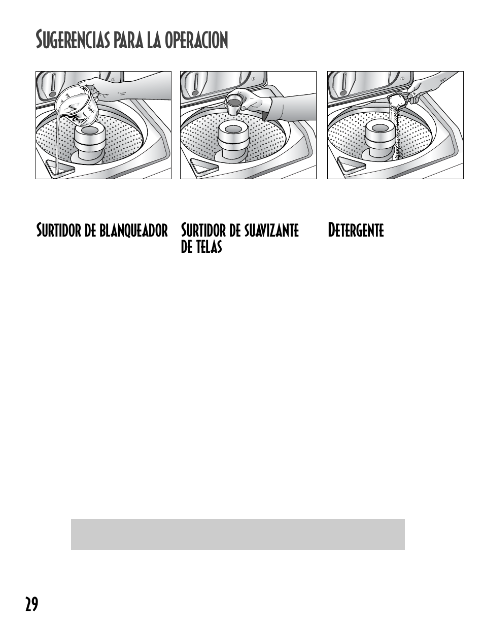 Ugerencias para la operacion, Surtidor de suavizante de telas, Surtidor de blanqueador | Detergente | Maytag MAV8600AWW User Manual | Page 30 / 36