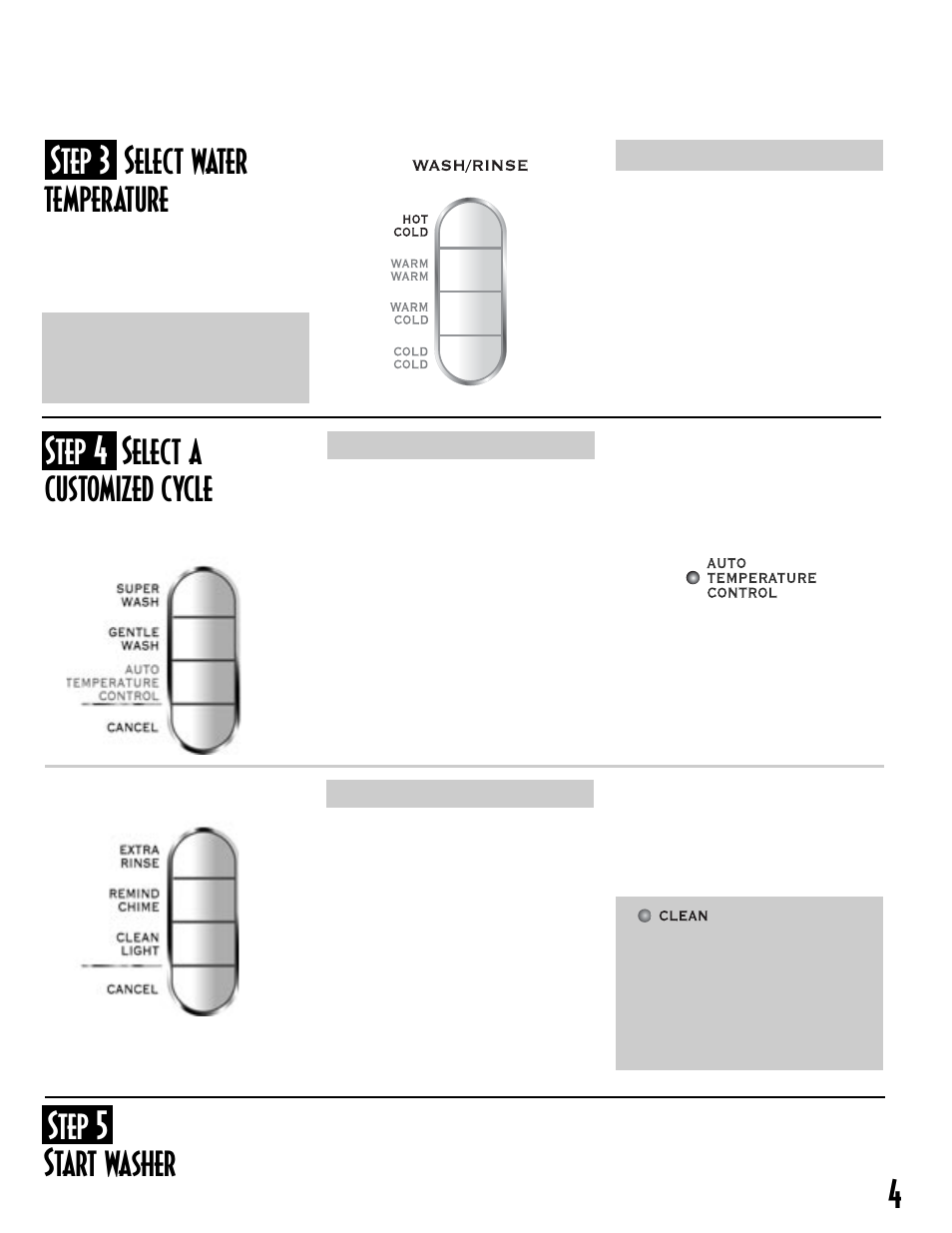 Step 5 start washer, Step 3 select water temperature, Step 4 select a customized cycle | Maytag MAV8600AWW User Manual | Page 5 / 36