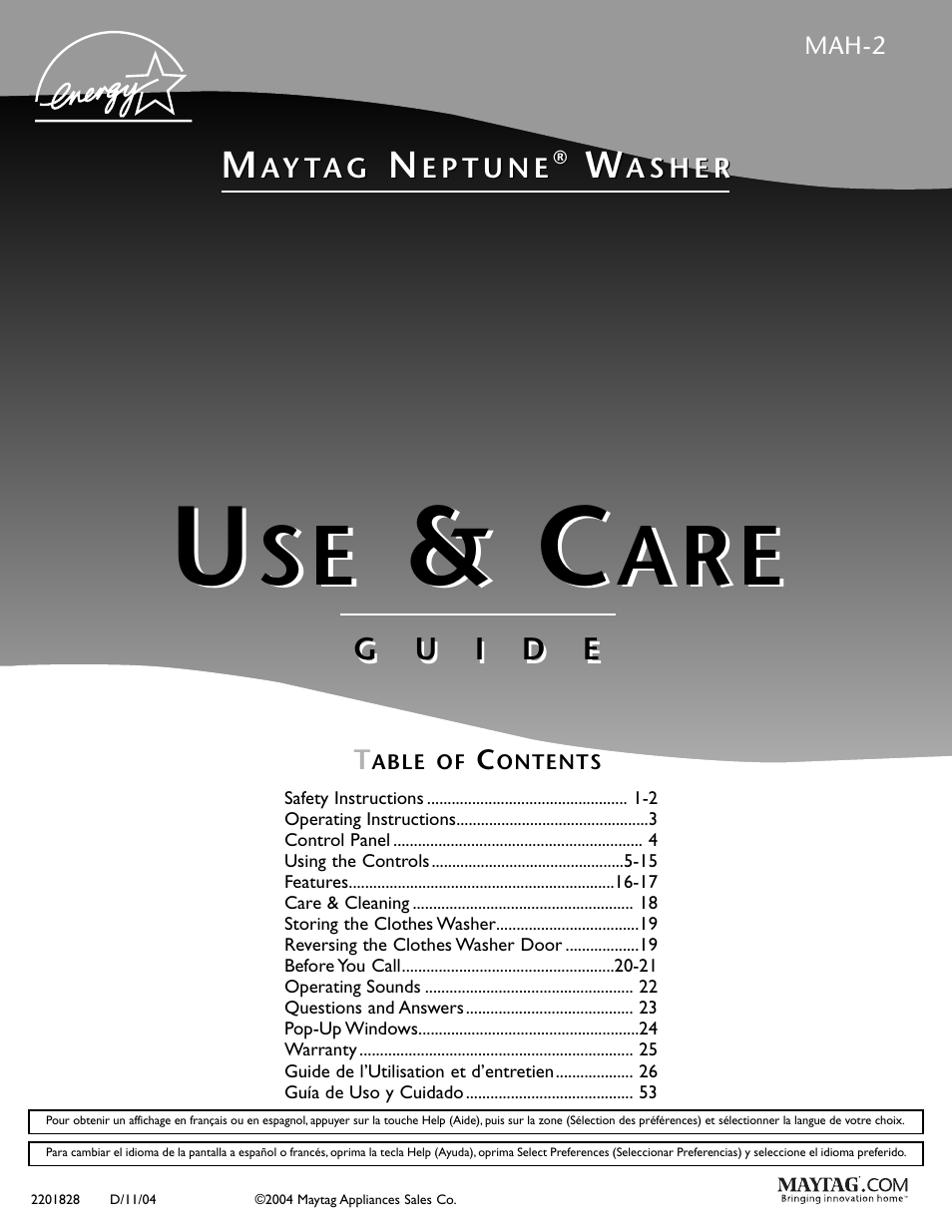 Maytag MAH7500AWQ User Manual | 80 pages