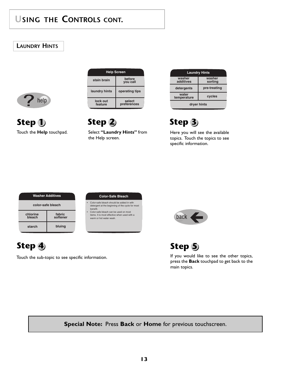 Step 1 step 2 step 4, Step 3, Step 5 | Sing the, Ontrols, Cont | Maytag MAH7500AWQ User Manual | Page 14 / 80